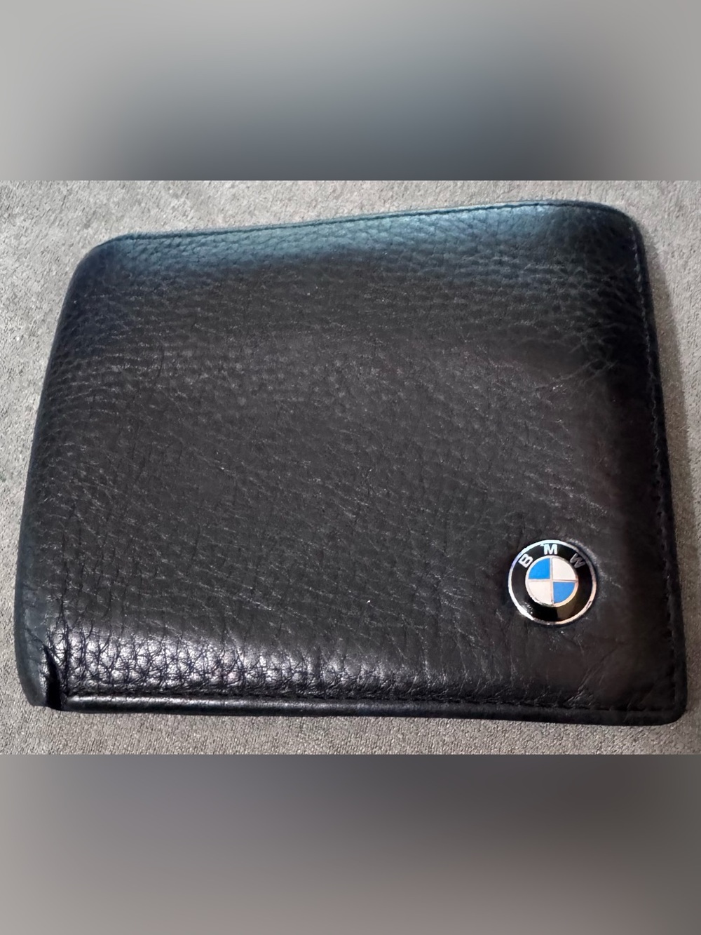 BMW Black Leather Wallet with Logo Accent